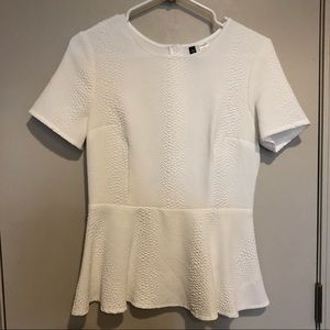 H&M Divided white stretchy peplum top